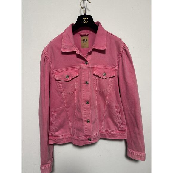 GAP Barbie Jacket Womens 2XL Tall Denim Trucker Collab 2023 Puff Sleeve Button - Picture 6 of 9